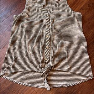 Striped Brown and White Women's Top